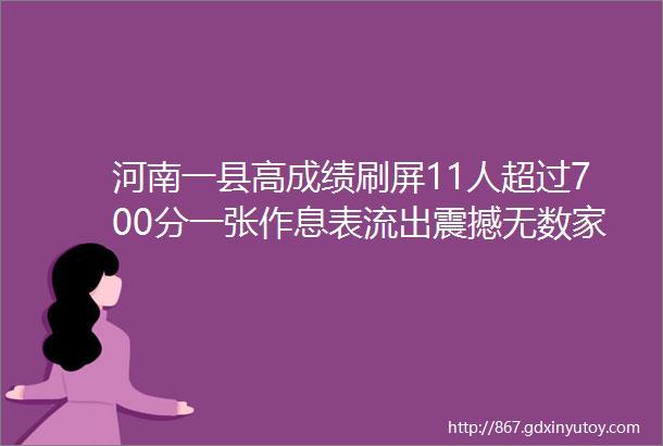 河南一县高成绩刷屏11人超过700分一张作息表流出震撼无数家长